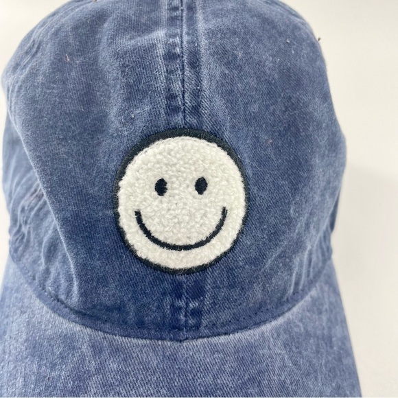 NWT David And Young Blue Acid Wash White Smiley Face Baseball Hat Adjustable - Picture 2 of 8